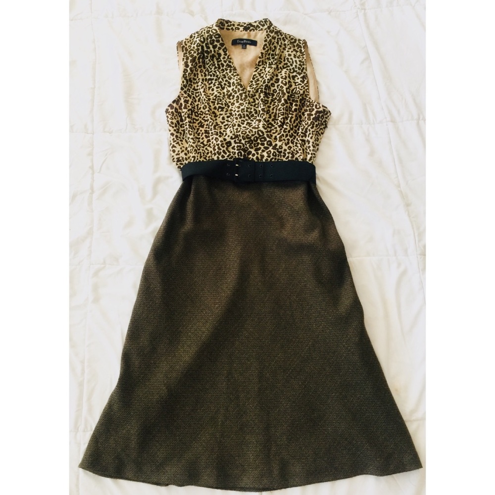 Evan Picone Leopard and Green Dress